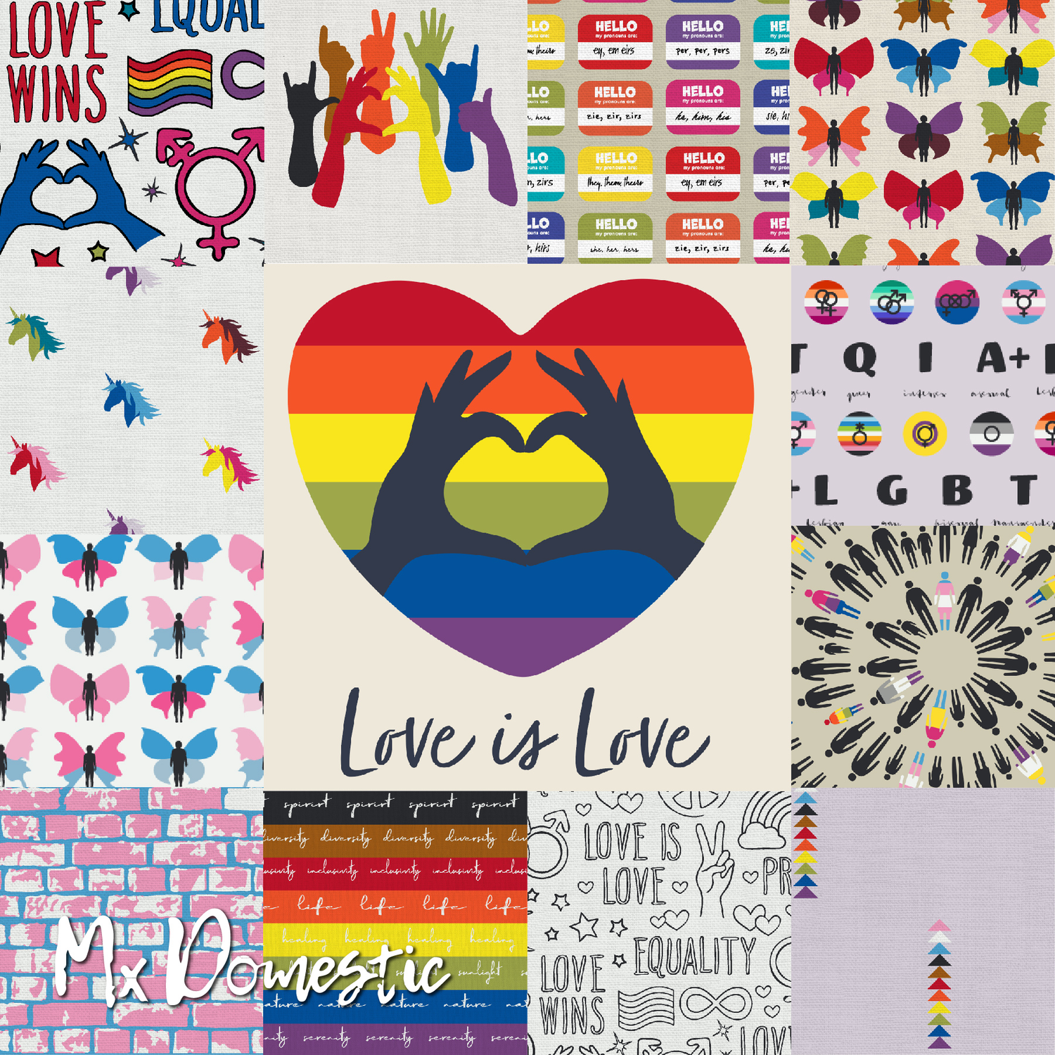 Love is Love Pride Fabric by Mx Domestic