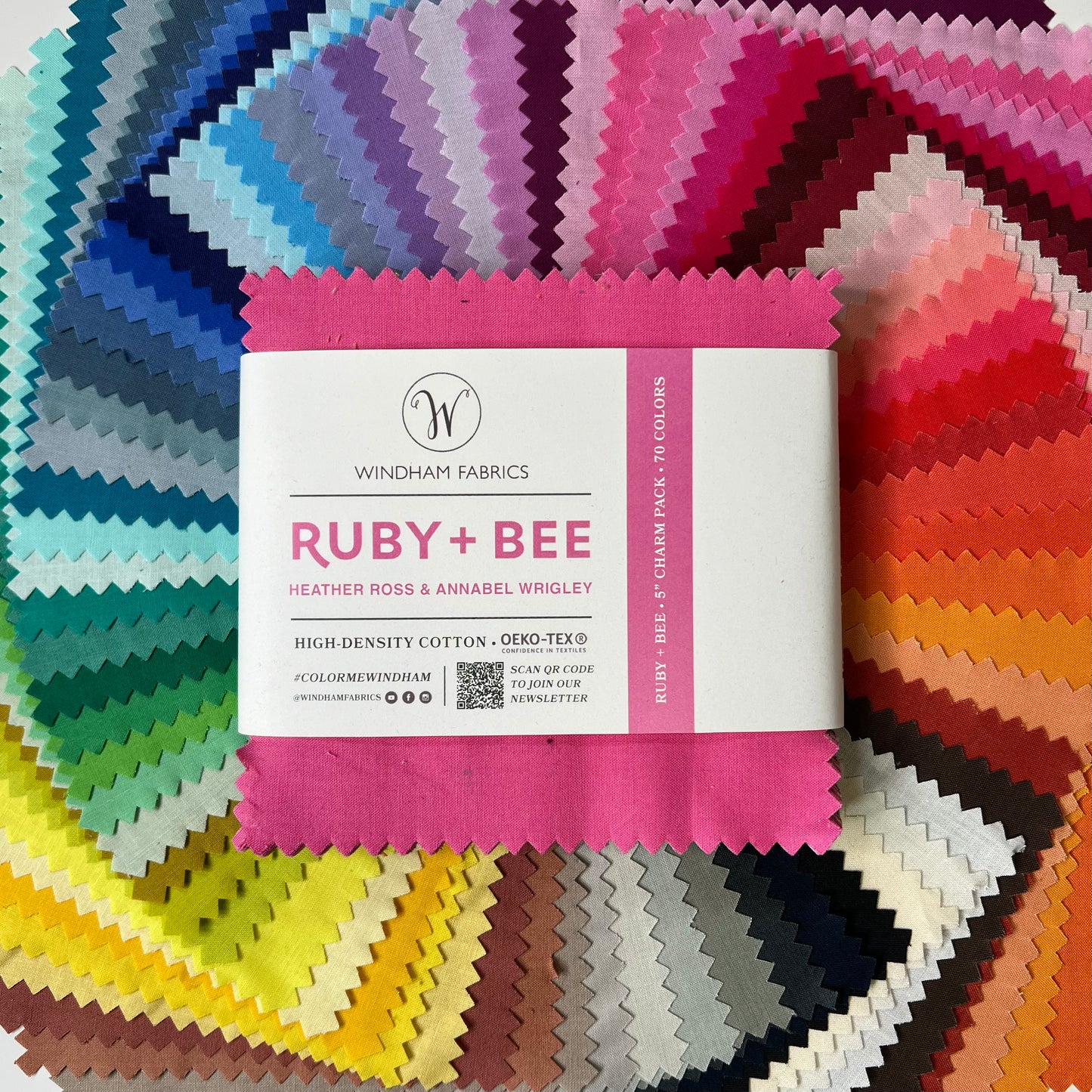 Ruby + Bee 5" x 5" Charm Pack (70 Colors) by Heather Ross and Annabel Wrigley with Windham Fabrics