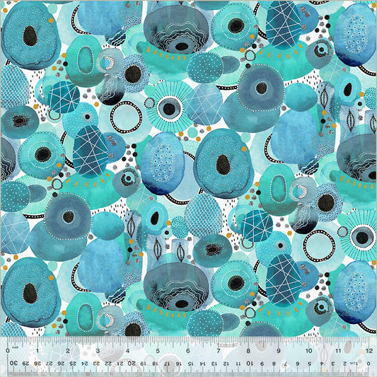 Ebb & Flow - Genesis, Aqua (Half Yard Cut) Cotton by Essoldo Design with Windham Fabrics