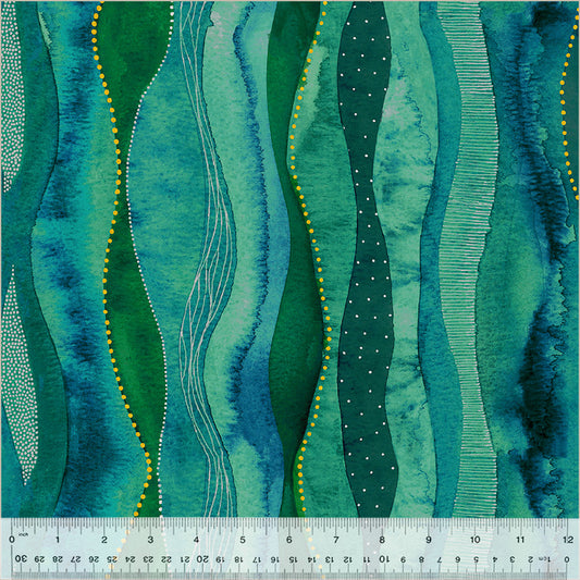 Ebb & Flow - Cascade, Emerald, (Half Yard Cut) Cotton by Essoldo Design with Windham Fabrics