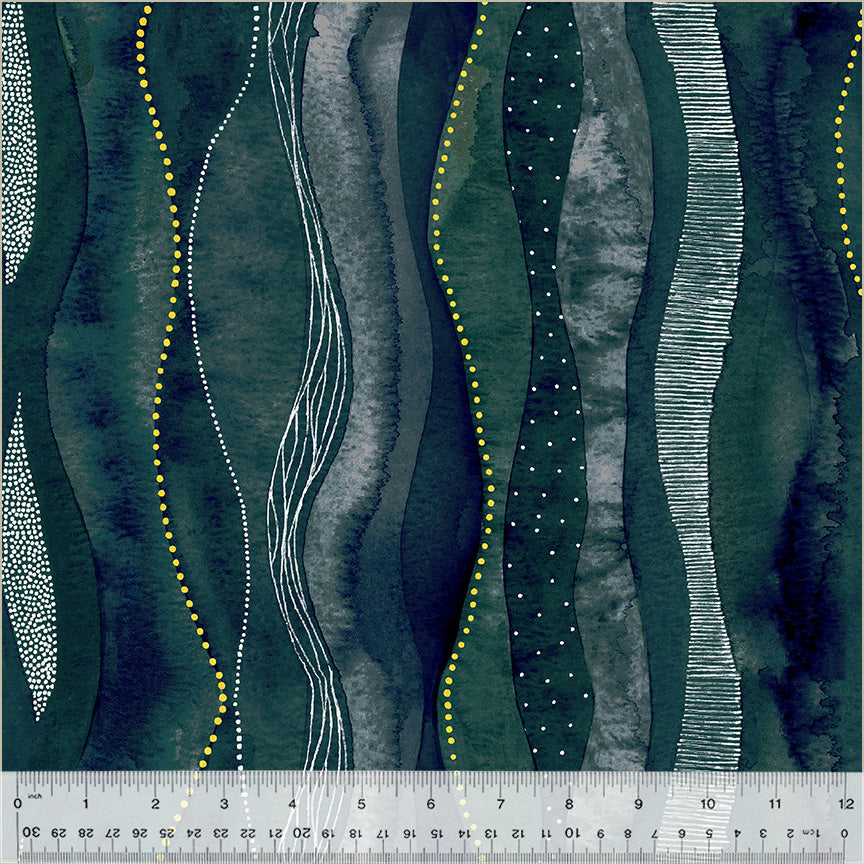 Ebb & Flow - Cascade, Ink, (Half Yard Cut) Cotton by Essoldo Design with Windham Fabrics