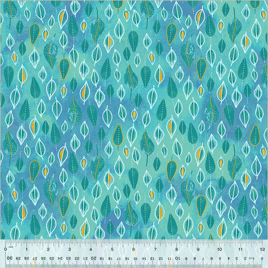 Ebb &amp; Flow – Trickle, Türkis, (Halber Yard Schnitt) Baumwolle von Essoldo Design mit Windham Fabrics