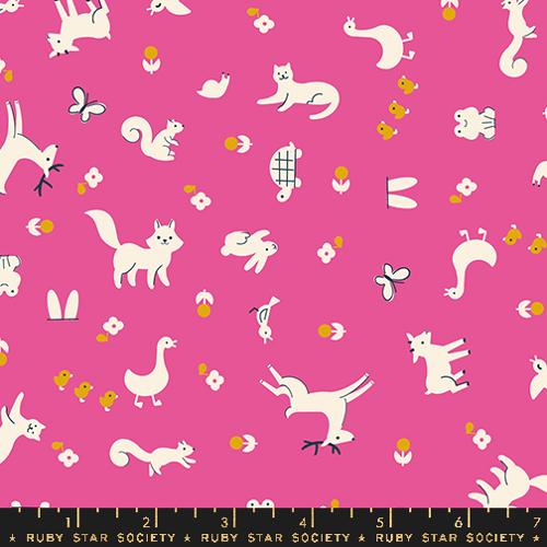 Woodland Park Fabric - Menagerie - Raspberry PRE-ORDER SHIPS IN JANUARY (Half Yard Cut) by Rashida Coleman Hale with Ruby Star Society