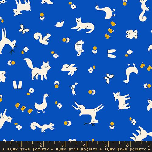 Woodland Park Fabric - Menagerie - Blue Ribbon PRE-ORDER SHIPS IN JANUARY (Half Yard Cut) by Rashida Coleman Hale with Ruby Star Society