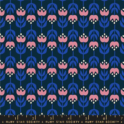 Woodland Park Fabric - Gathering - Teal Navy PRE-ORDER SHIPS IN JANUARY (Half Yard Cut) by Rashida Coleman Hale with Ruby Star Society