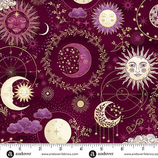 Luna by Makower UK PRE-ORDER SHIPS OCTOBER - Red Cosmos (Half Yard Cut) with Andover Fabrics