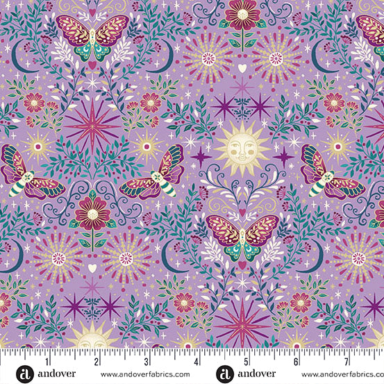 Luna by Makower UK PRE-ORDER SHIPS OCTOBER - Purple Night Garden (Half Yard Cut) with Andover Fabrics