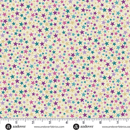 Luna by Makower UK PRE-ORDER SHIPS OCTOBER - Cream Star (Half Yard Cut) with Andover Fabrics