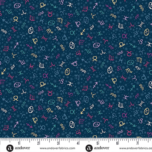 Luna by Makower UK PRE-ORDER SHIPS OCTOBER - Blue Zodiac (Half Yard Cut) with Andover Fabrics