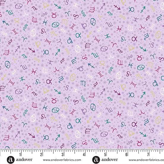 Luna by Makower UK PRE-ORDER SHIPS OCTOBER - Purple Zodiac (Half Yard Cut) with Andover Fabrics