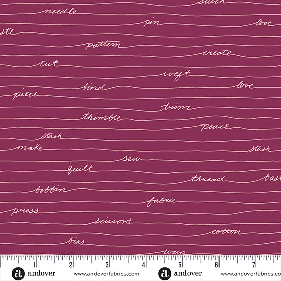 Scrawl - Longhand in Malbec PRE-ORDER SHIPS IN SEPTEMBER (Half Yard Cut) by Giucy Giuce with Andover Fabrics