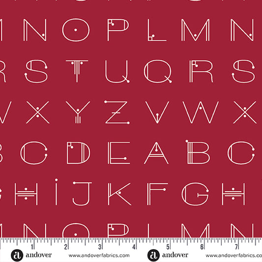 Scrawl - Deco Letters in Crimson PRE-ORDER SHIPS IN SEPTEMBER (Half Yard Cut) by Giucy Giuce with Andover Fabrics