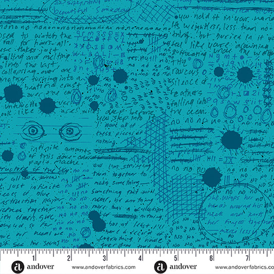 Scrawl - Rant in Cerulean PRE-ORDER SHIPS IN SEPTEMBER (Half Yard Cut) by Giucy Giuce with Andover Fabrics