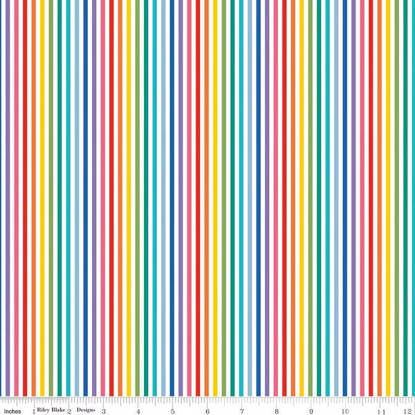 Stripes Fabric - 1/8" Stripe Rainbow PRE-ORDER SHIPS IN NOVEMBER by Riley Blake Designs