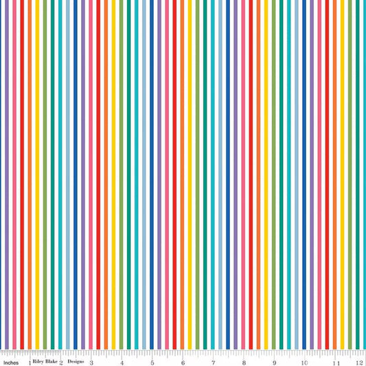 Stripes Fabric - 1/8" Stripe Rainbow PRE-ORDER SHIPS IN NOVEMBER by Riley Blake Designs