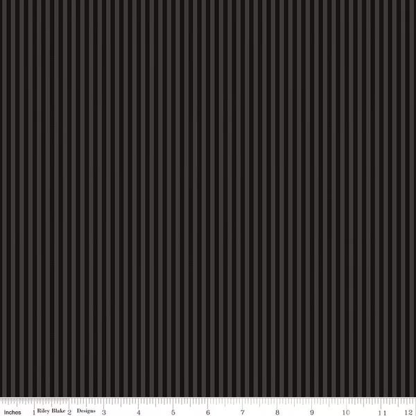 Stripes Fabric - 1/8" Tonal Stripe Black PRE-ORDER SHIPS IN NOVEMBER by Riley Blake Designs