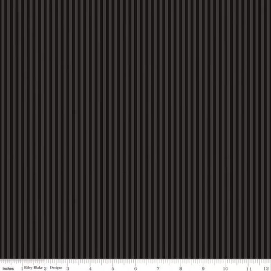 Stripes Fabric - 1/8" Tonal Stripe Black PRE-ORDER SHIPS IN NOVEMBER by Riley Blake Designs