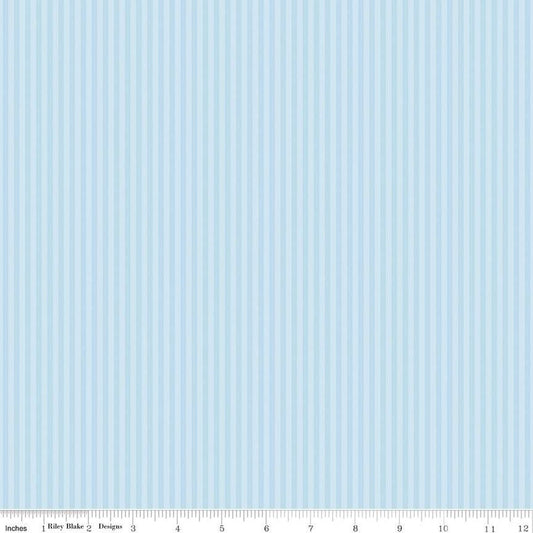 Stripes Fabric - 1/8" Tonal Stripe Light Blue PRE-ORDER SHIPS IN NOVEMBER by Riley Blake Designs