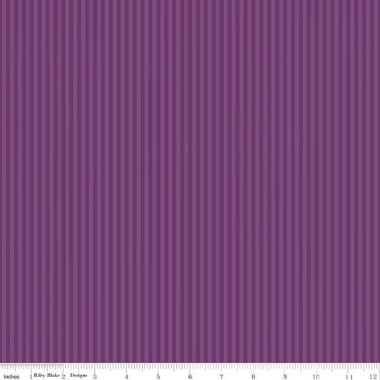 Stripes Fabric - 1/8" Tonal Stripe Eggplant PRE-ORDER SHIPS IN NOVEMBER by Riley Blake Designs