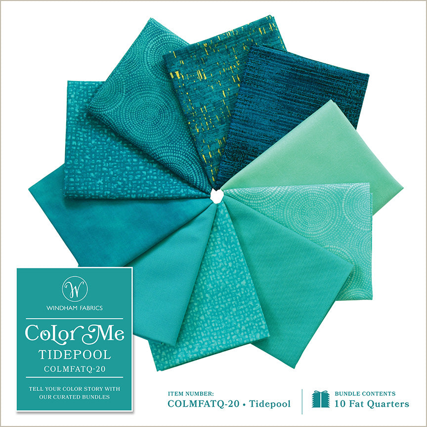 Color Me 10 Fat Quarter Bundle (Tidepool) Cotton from Windham Fabrics