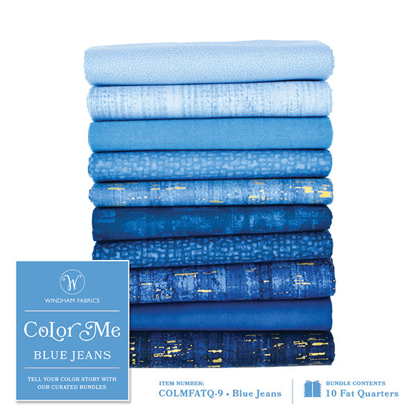 Color Me 10 Fat Quarter Bundle (Blue Jeans) Cotton from Windham Fabrics