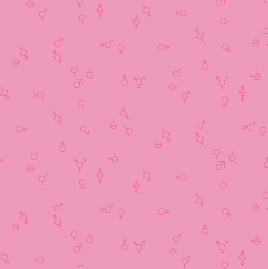 Gendersymbole Pink (Halber Yard Schnitt) - Love is Love Pride Fabrics - Mx Domestic