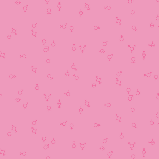 Gender Symbols Pink (Half yard cut) - Love is Love Pride Fabrics - Mx Domestic