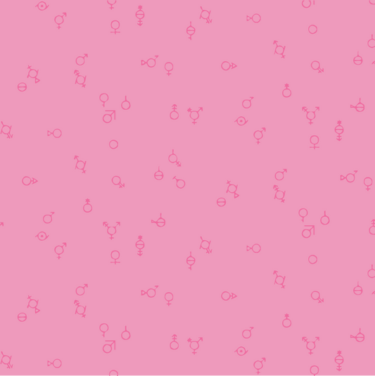 Gendersymbole Pink (Halber Yard Schnitt) - Love is Love Pride Fabrics - Mx Domestic