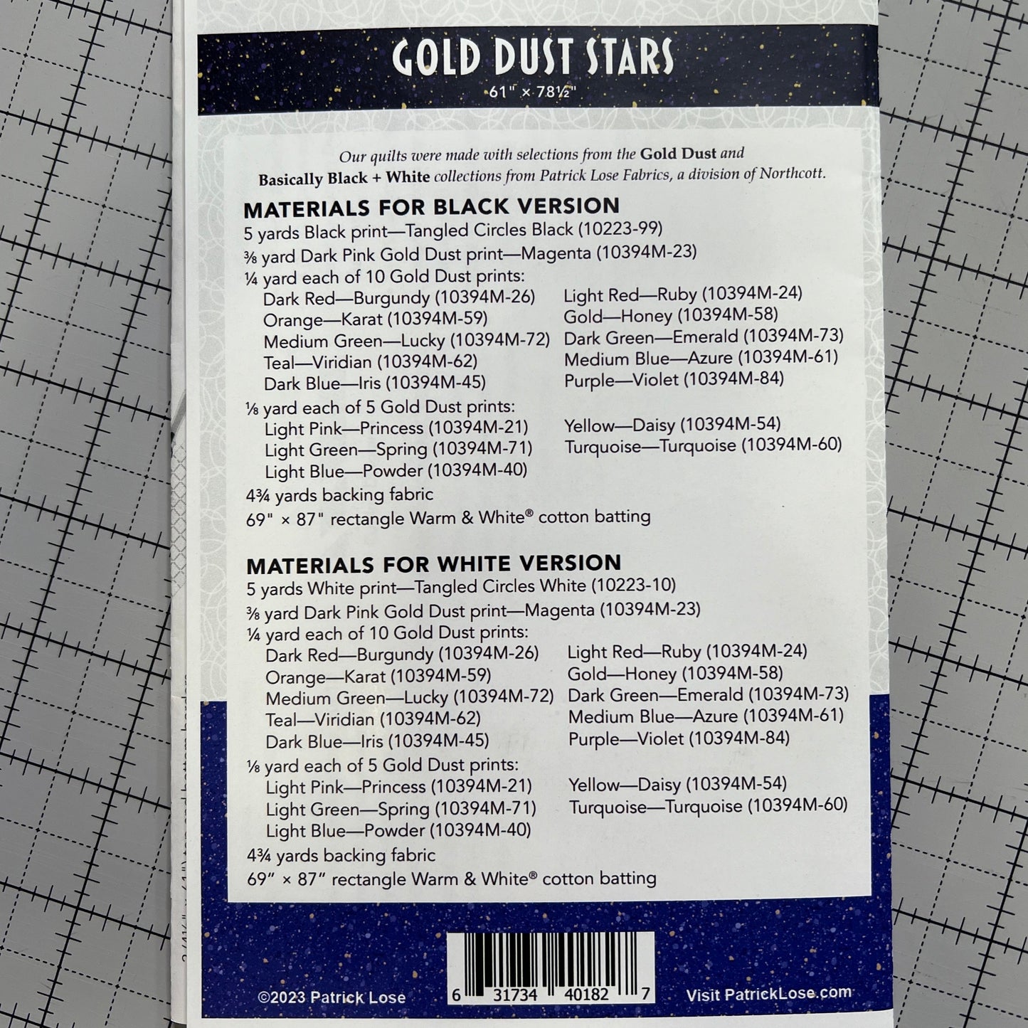 Quiltmuster „Gold Dust Stars“ von Patrick Lose