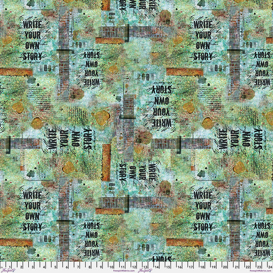 Live Out Loud Fabric - Your Own Story - Seafoam (Half Yard Cut) by Seth Apter with Free Spirit