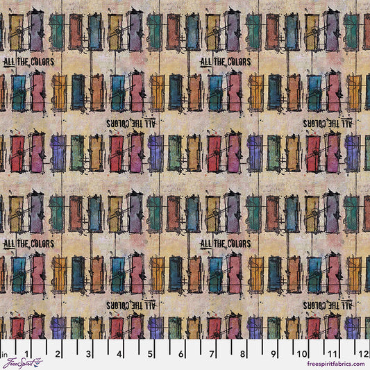 Live Out Loud Fabric - All the Colors - Prism  (Half Yard Cut) by Seth Apter with Free Spirit