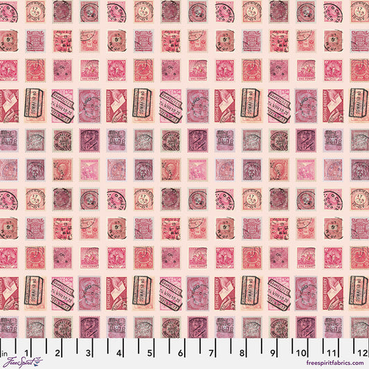 Eclectic Elements Palette Pink - Pink Stamps PRE-ORDER SHIPS IN OCTOBER (Half Yard Cut) by Tim Holtz with Free Spirit Fabrics