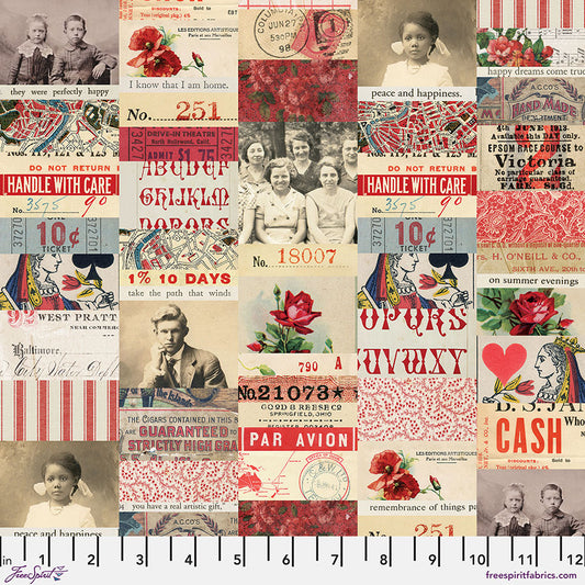 Eclectic Elements Palette Red - Collage PRE-ORDER SHIPS IN NOVEMBER (Half Yard Cut) by Tim Holtz with Free Spirit Fabrics (Copy)