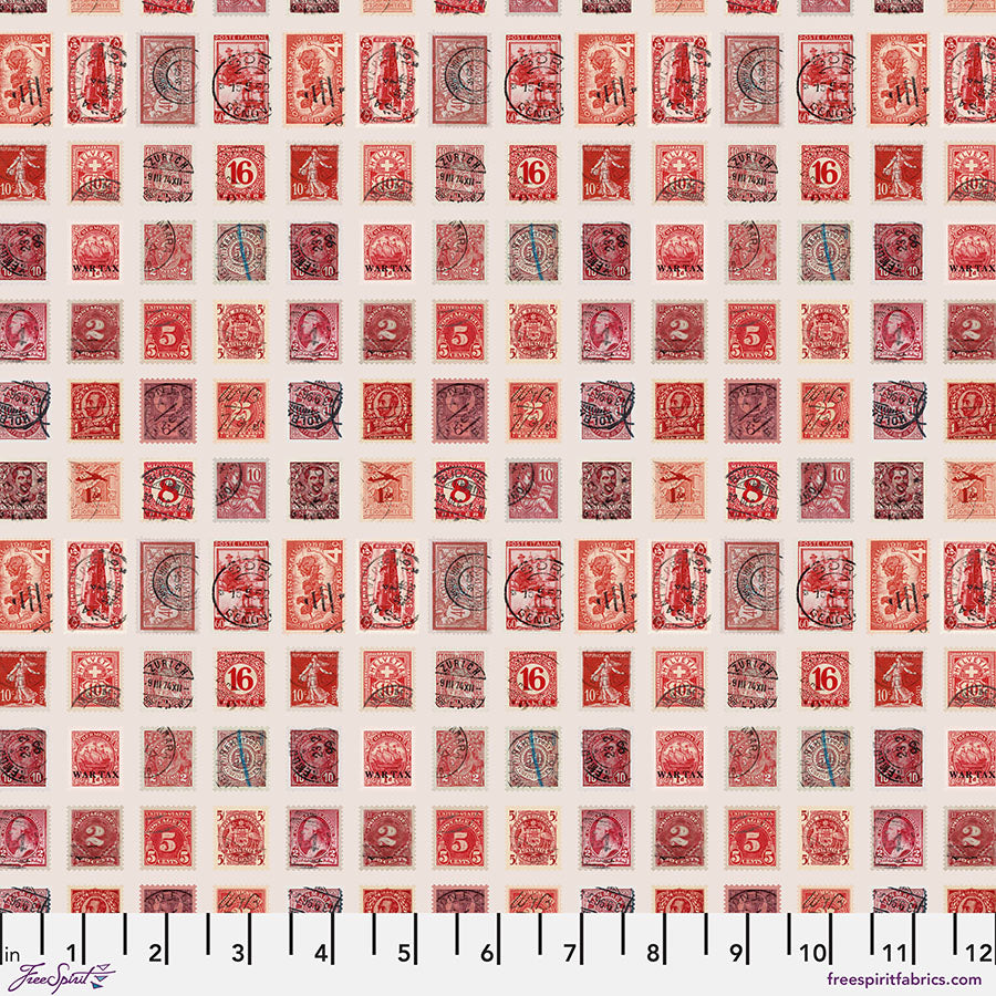 Eclectic Elements Palette Red - Stamps PRE-ORDER SHIPS IN NOVEMBER (Half Yard Cut) by Tim Holtz with Free Spirit Fabrics