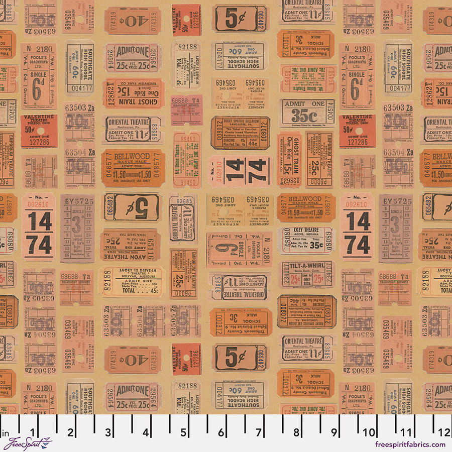 Eclectic Elements Palette Orange - Tickets PRE-ORDER SHIPS IN DECEMBER (Half Yard Cut) by Tim Holtz with Free Spirit Fabrics