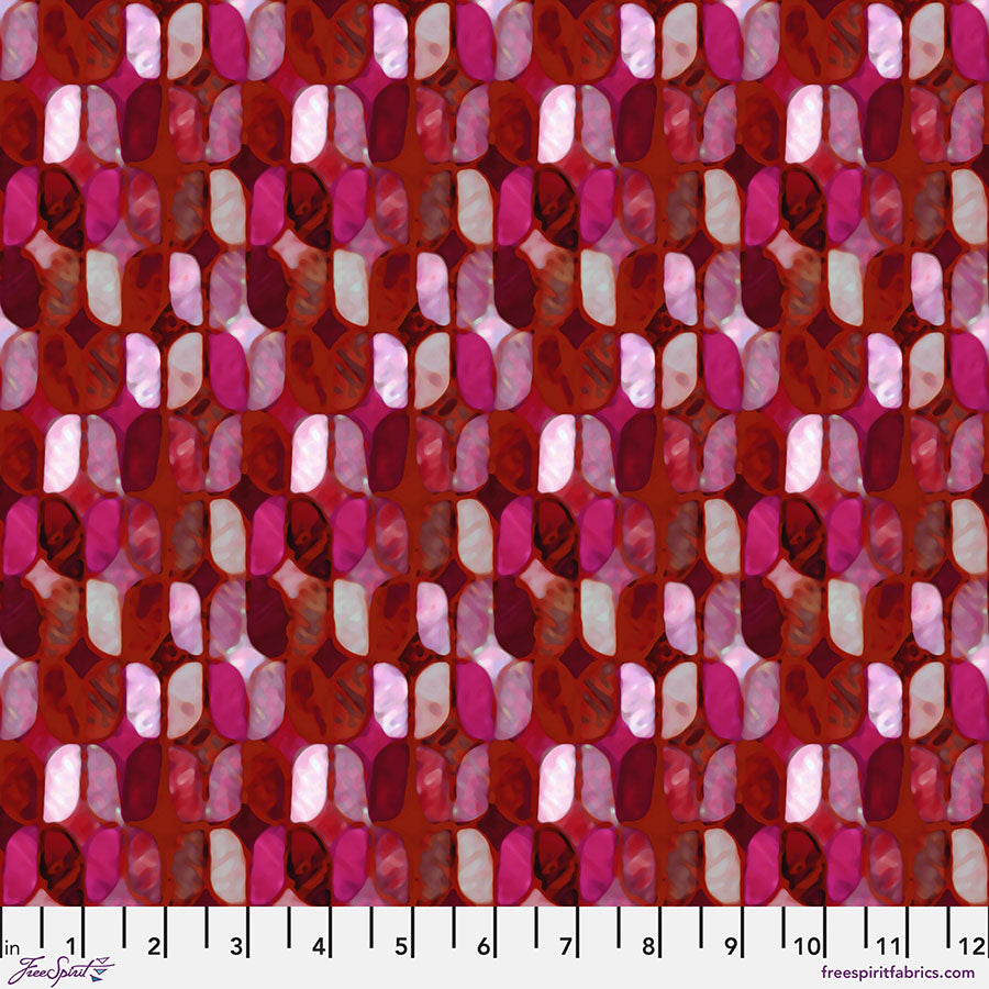 Mosaic - Grisaille - Scarlet - (Half Yard Cut) by Billy Reue with Free Spirit Fabrics