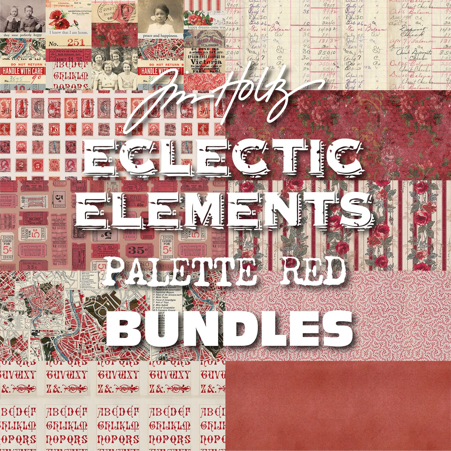 Eclectic Elements Palette Red Bundles PRE-ORDER SHIPS IN NOVEMBER by Tim Holtz with Free Spirit Fabrics