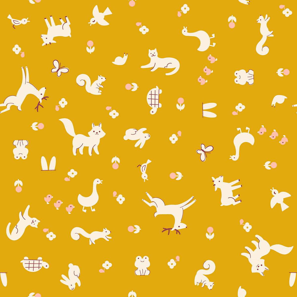 Woodland Park Fabric - Menagerie - Goldenrod PRE-ORDER SHIPS IN JANUARY (Half Yard Cut) by Rashida Coleman Hale with Ruby Star Society