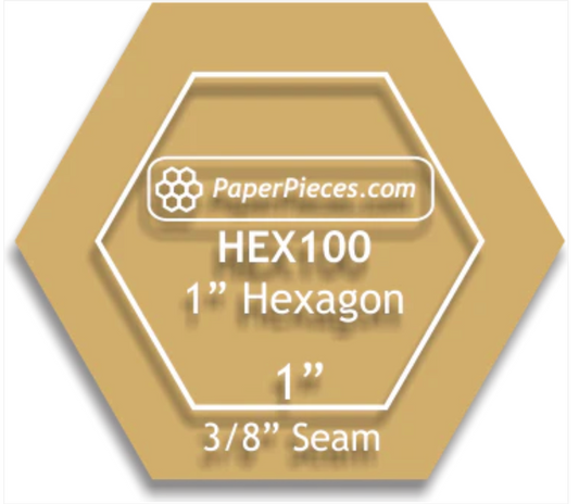 1" Hexagons: Acrylic Template With 3/8" Seam Allowance