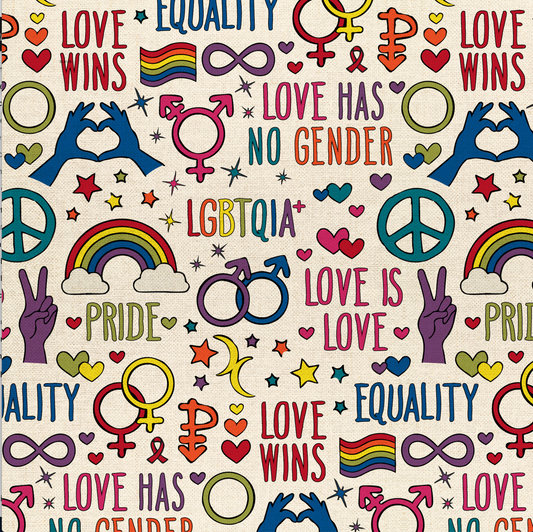 Love Wins Canvas Fabric (Half yard cut) - Love is Love Pride Fabrics - Mx Domestic