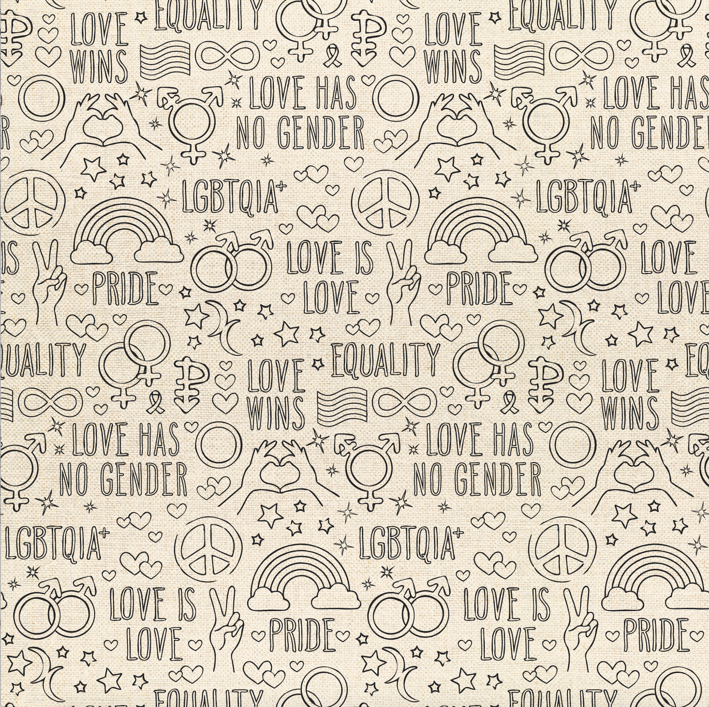 Love is Love Pride Fabrics – Love Wins Canvas-Stoffumrisse (Halbmeterschnitt) Mx Domestic