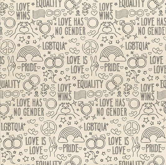 Love Wins Canvas Fabric Outlines (Half yard cut) - Love is Love Pride Fabrics - Mx Domestic (Copy)