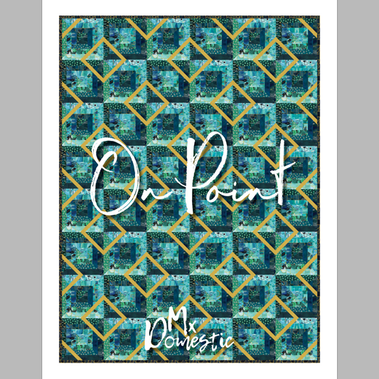 On Point Quilt Kit - Fabric (16 Half Yard Cuts of Ebb & Flow + 1 Full Yard Gold Metallic) + Pattern