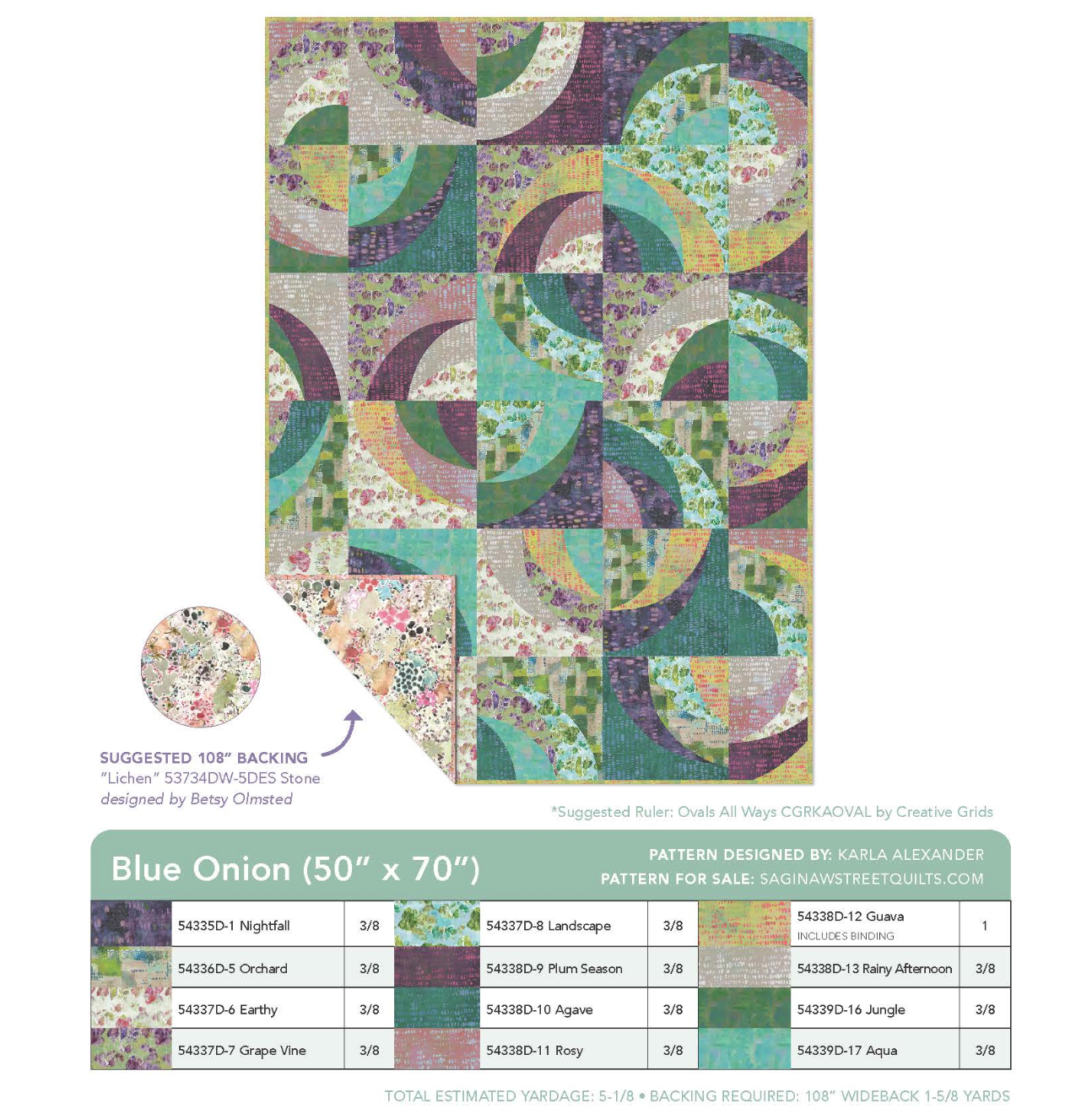 Grounded - Saginaw Street Quilts' Blue Onion 50" X 70" Quilt Kit by Maria Carluccio with Windham Fabrics