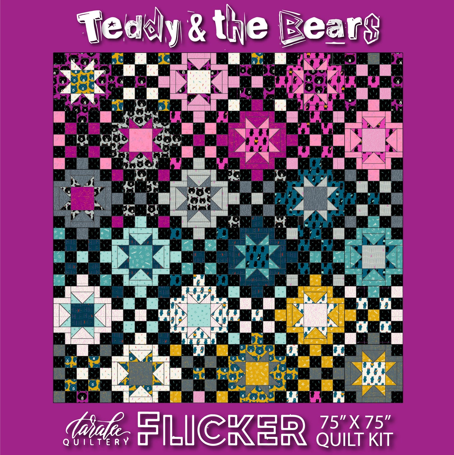 Teddy And The Bears - Tara Lee Quiltery's Flicker Quilt Kit 75" x 75" - by Sarah Watts with Ruby Star Society