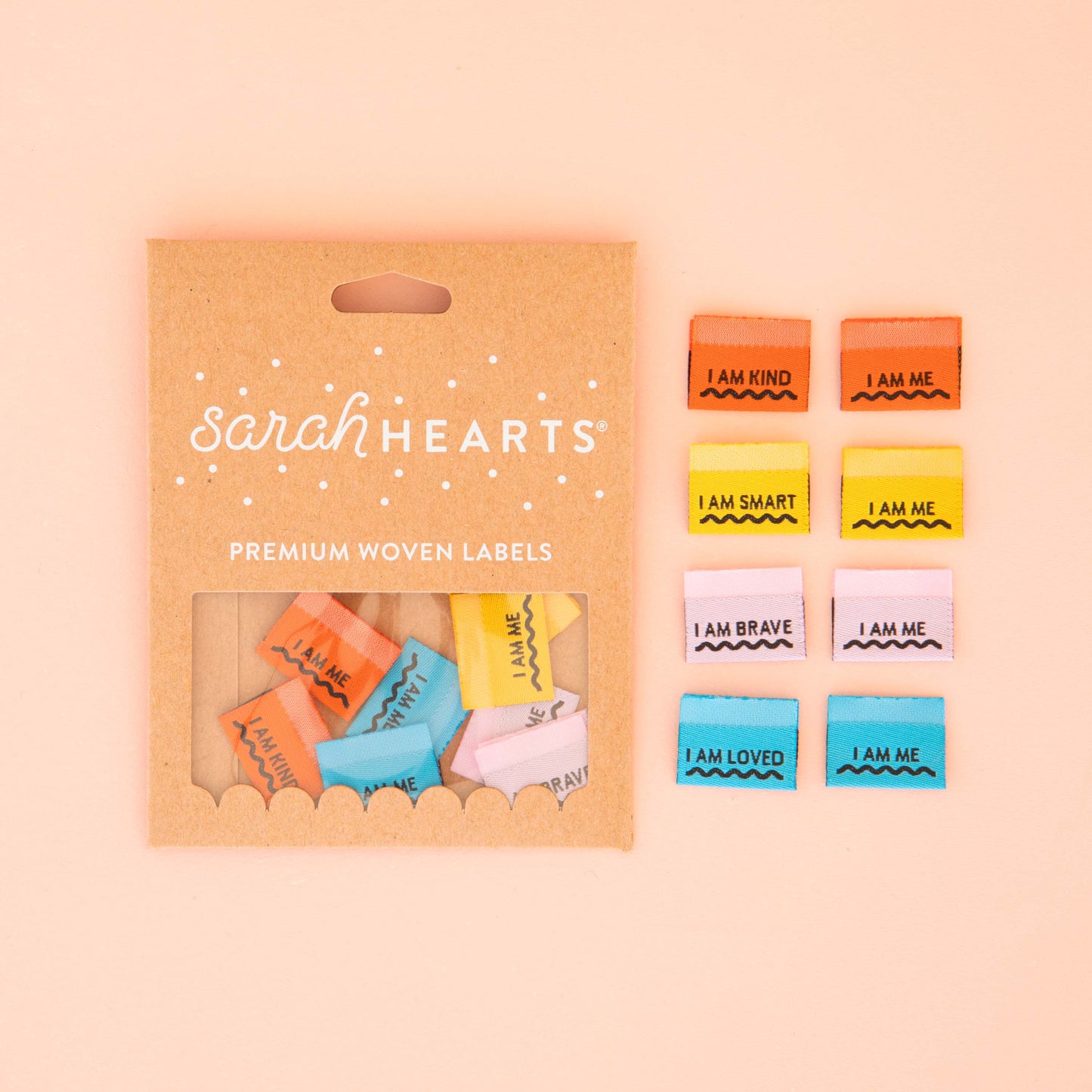 Sarah Hearts Affirmations Multi-Pack Woven Labels for Sewing & Quilting Projects