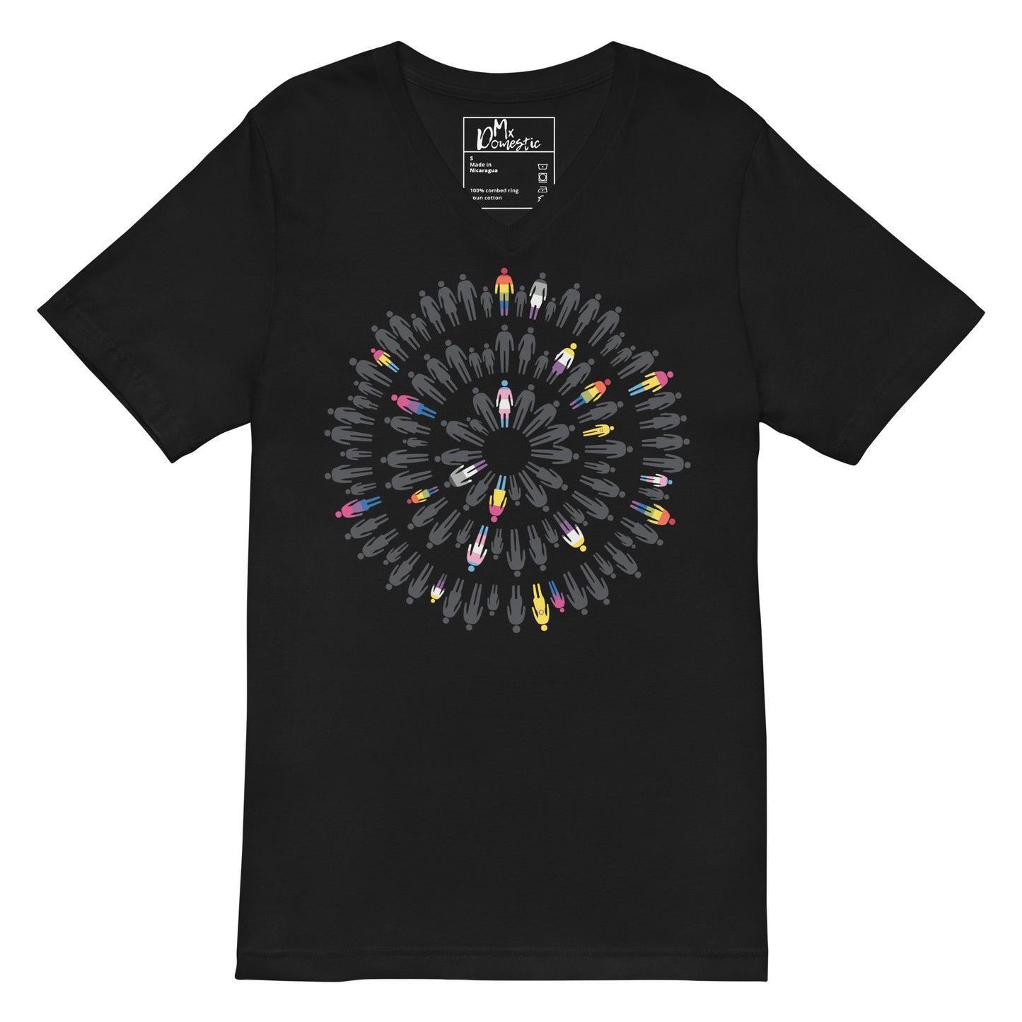 Family Circles - LGBTQ+ Statistiken Unisex Kurzarm-T-Shirt mit V-Ausschnitt