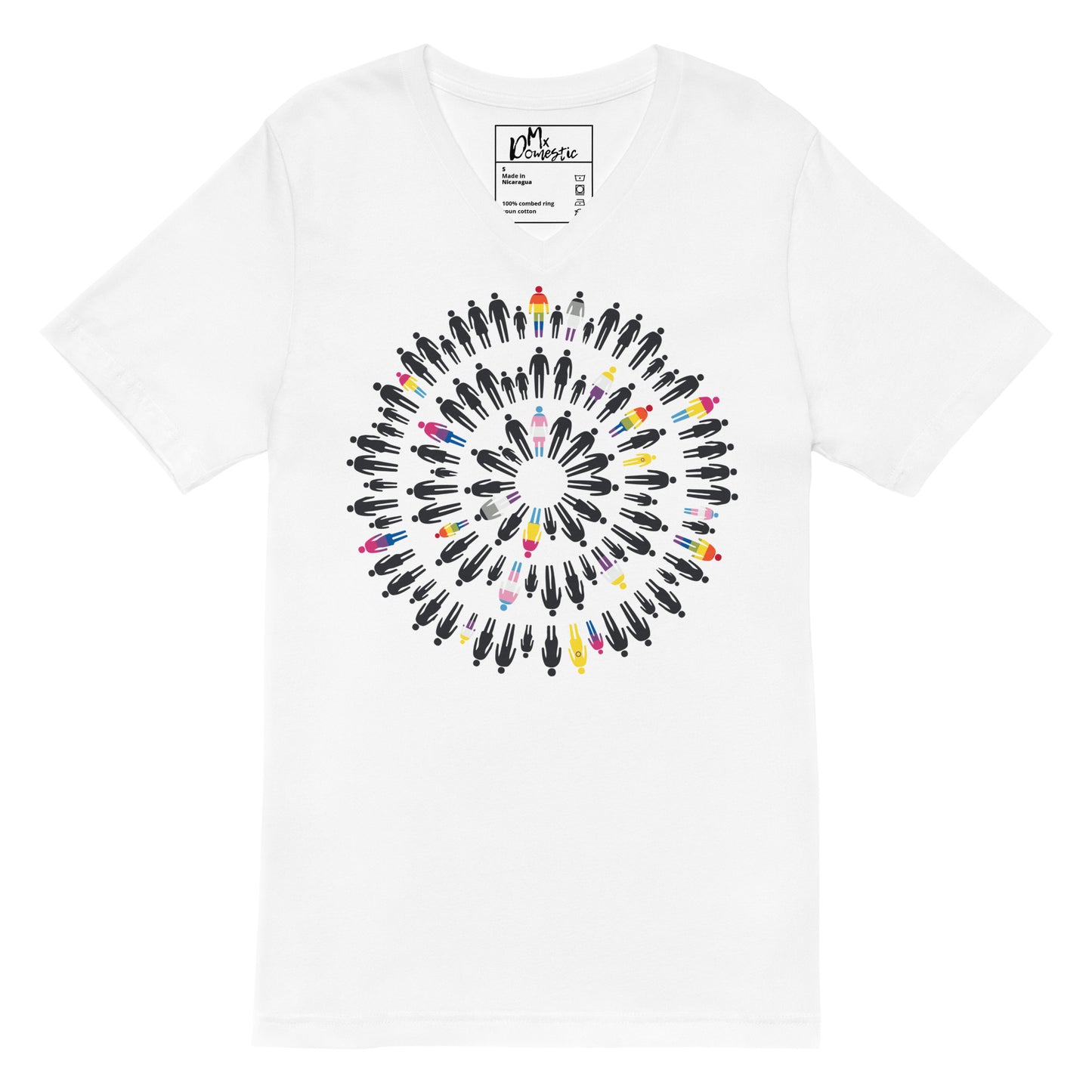 Family Circles - LGBTQ+ Statistiken Unisex Kurzarm-T-Shirt mit V-Ausschnitt