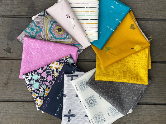 Fat Quarter Bundle of 12 Designs from Hooked by Mister Domestic