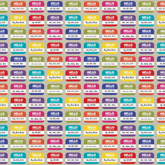 Pronomen-Abzeichen Regenbogen (Halber Yard Schnitt) - Love is Love Pride Fabrics - Mx Domestic